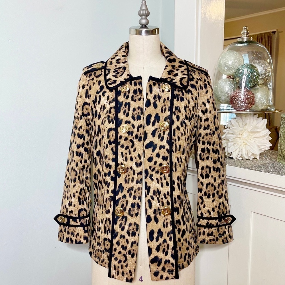 White House Black Market Leopard Print Jacket 4 Small - Picture 9 of 16